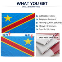 Drapeau de la RDC (République Démocratique du Congo) 3x5 pieds, polyester, impression recto, vente en gros, 90x150cm