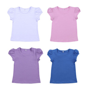 100%cotton <b>White</b> <b>Plain</b> Color Short Sleeve Ruffle <b>Shirt</b> Summer Tshirts Blank <b>t</b> <b>Shirts</b> <b>Kids</b> Girls Tops - Product Image 1