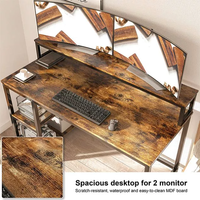 Bureau de direction moderne Meuble à panneaux en bois durable avec table d'ordinateur convertible en métal, acier, marron pour bureau à domicile