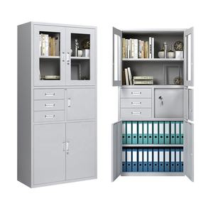 Armoire <span class=keywords><strong>de</strong></span> classement moderne en verre et acier à 3 tiroirs avec coffre-fort intégré, rangement métallique pour dossiers, idéale pour les ateliers (vente en gros) - Product Image 1