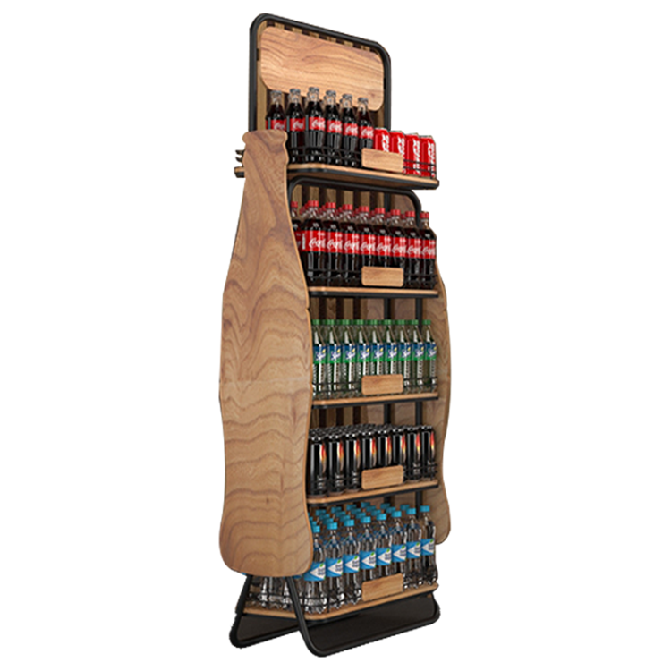 Apache 5 Layer Cola Bottle Wood Display Rack for Liquor Stores, Convenience Shops and Supermarket Beverage Promotion Zones — view 5
