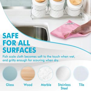 Fournisseur OEM – Chiffon microfibre sans peluches pour polissage de verre, 30x30cm, réutilisable, anti-rayures, motif écaille de poisson, pour le nettoyage des vitres - Product Image 5