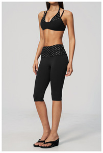 Women's Casual Striped Strapless Short Two Piece Sports Set Sleeveless Halter <b>Crop</b> High Waist Capri <b>Leggings</b> Breathable - Product Image 3