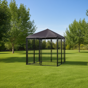 Outdoor Dog Kennel 5x5 Steel Fence Water Resistant <b>Roof</b> Canopy For Pets' Outdoor Living - Product Image 2