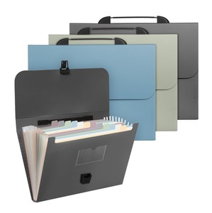 Carpeta de archivos expansible con mango de 13 bolsillos, carpeta de archivos de relleno de acordeón de plástico, organizador de documentos de papel portátil expandible - Product Image 1