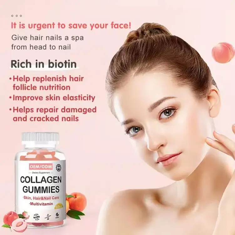 Bán buôn OEM ODM Collagen Gummies tăng cường năng lượng Biotin vitamin bổ sung collagen Gummies cho da nhãn hiệu riêng