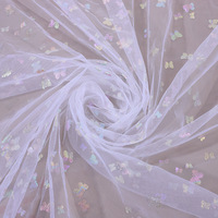 Tissu de dentelle papillon pailleté pour emballage de bouquet de bricolage Filet d'emballage de fleurs avec maille de fleurs papillon
