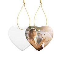 Nouveau pendentif en forme de coeur en céramique de Noël personnalisé ornement blanc pendentif en céramique de sublimation thermique