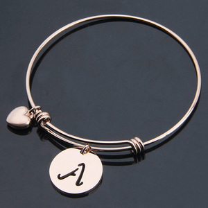 alphabet Personnalisé bracelet <span class=keywords><strong>En</strong></span> <span class=keywords><strong>Or</strong></span> Rose Mantra Devis Positif Gravé <span class=keywords><strong>Motivation</strong></span> D'amitié Graduation Manchette Bracelet - Product Image 2