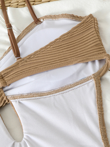 Women's Solid Color <b>Open</b> Back One-Piece Swimsuit Sexy Backless Monokini Swimwear Beach Bathing Suit - Product Image 4