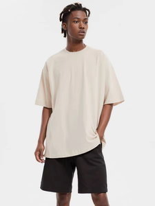 Camiseta extragrande 100% de algodón personalizada para <span class=keywords><strong>hombre</strong></span>, <span class=keywords><strong>talla</strong></span> <span class=keywords><strong>grande</strong></span> y alta con estampado de logotipo, diseño holgado en blanco - Product Image 3