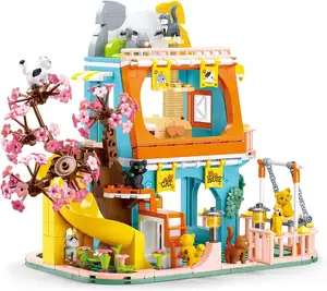 Милый игрушечный дом для кошек, набор для девочек, совместимый с Lego, друзья, 521 шт., набор строительных блоков для дома дружбы с животными