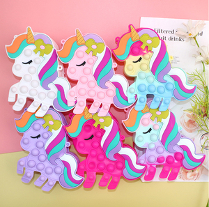 Mini Unicornio <span class=keywords><strong>Pop</strong></span>-<span class=keywords><strong>It</strong></span>, Juguete de Silicona para Apretar, Monedero, Antiestrés, Bolso de Burbujas, Bolso Bandolera con Cremallera para Niñas - Product Image 3