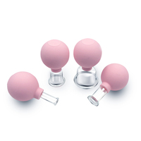 Ensemble de 4 ventouses anti-cellulite pour massage du visage, ventouses faciales, ensemble de ventouses en verre de silicone, thérapie par ventouses simple