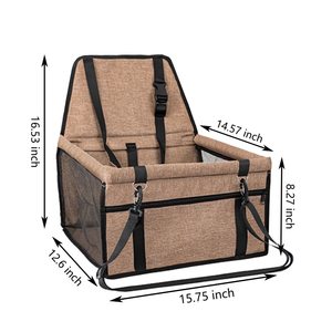 <b>Pet</b> Car Booster Seat with Leash Hook for Dogs Cat Portable and Breathable Bag with Seat Belt Dog Carrier Safety Stable Travel - Product Image 2