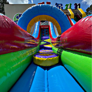 Dual lane giant outdoor party jumpers X run mega challenge inflatable dry <b>slide</b> for kids - Product Image 4