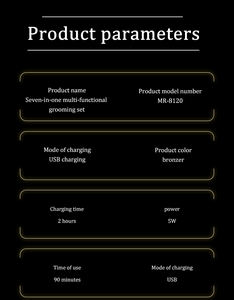 MRY 7 en 1 barba nariz derramada final recortador de pelo conjunto de maquinilla de afeitar barba hombres profesional peluquero recortador de pelo conjunto - Product Image 5