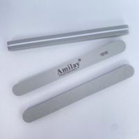 Lime à ongles double face en éponge gris clair avec logo personnalisé, grain 100/180, vente en gros pour salon de manucure