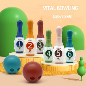 Ensemble de jeu de bowling pour enfants, pour le développement précoce, à l'intérieur et à l'extérieur, 6 quilles et 2 balles, jouet de bowling en plastique pour bébés et tout-petits - Product Image 2