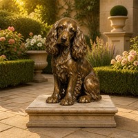 Sculpture réaliste de Cocker Spaniel en bronze, statue de chien réaliste, figurine d'animal en bronze coulé, décoration de jardin, patio, extérieur, objet de collection