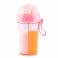Bouteille à boisson en plastique pour thé au lait, jus de fruits, boisson, double paille, bouteille d'eau séparée