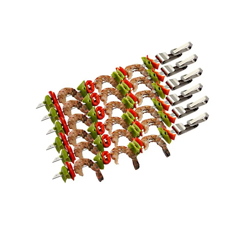 Low MOQ Reusable Stainless Steel Skewers 6pcs Set Barbecue Grill Tools Essential BBQ Tools