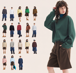 Unisex Crew Neck Pullover Sweatshirt Solid Color Oversized Fit Casual Autumn Wear Knitted Cotton Regular Sleeve - Product Image 1