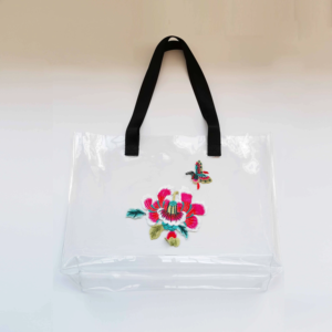 Custom tradizionale cinese ricamo in PVC fai da te Kit di borsa trasparente gelatina Tote borsa da spiaggia con manico per lo <span class=keywords><strong>Shopping</strong></span> - Product Image 5