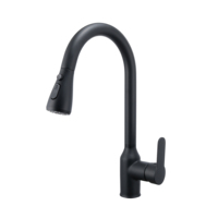 Robinet mitigeur en laiton extensible pour évier, pour la cuisine, pour montage sur pont, noir