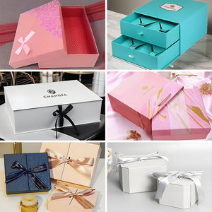 Caja de papel de regalo redonda turquesa con diseño estampado para almacenamiento y regalos - Product Image 3