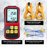 Thermomètre à thermocouple double canal type K/J/T/E/R/S/N |   Testeur de température avec 2 sondes à pince et 2 sondes filaires pour l'industrie et le laboratoire