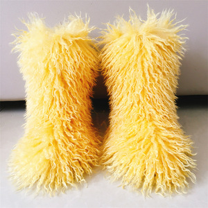 Bottes de neige pour homme, style européen et américain, à talon plat, montantes, en fausse fourrure, chaudes pour l'hiver, à tige profonde, en laine de renard, pour la plage, en plastique - Product Image 3