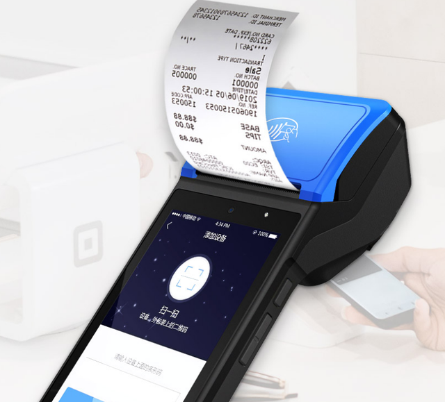Android 12 5.5 Inch Handheld Mobile POS Terminal 4G NFC Card Reader Quad-core 2.0GHz 16GB ROM + 2GB RAM Stock