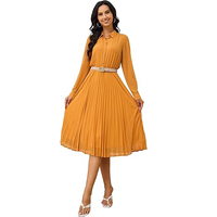 Robe pour femme à manches longues, nouvelle collection 2025, style chemise décontractée pour le travail, jupe longue, taille cintrée, plissée, ceinture, logo personnalisé, impression possible