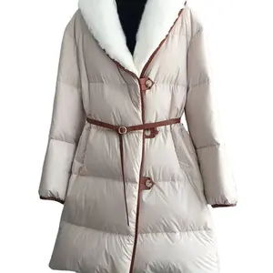 MYS Imported mink fur collar fur down jacket women's medium long white goose down thickened high-end brand bread above the knee