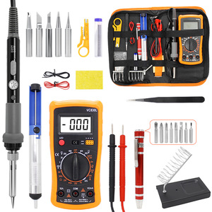 Kit de fer à souder 200W 220V à température réglable, 26 pièces, avec multimètre et accessoires - Product Image 1