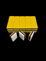 Jeu de tuiles de mahjong américain de luxe jaunes peintes à la main, 160 pièces, en acrylique à trois couches avec tapis en néoprène