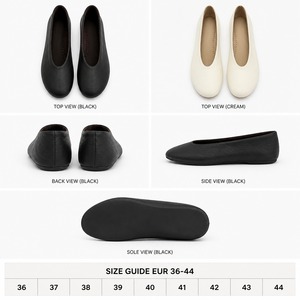 Birotzxiues Mocassins plats minimalistes pour femmes en cuir grainé souple à enfiler bout rond confortable crème noir mat taille européenne 36-44 - Product Image 6