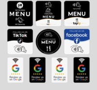 Autocollant de menu NFC RFID carré rond en époxy 100*100mm, étanche, 13,56 MHz, impression QR personnalisée, pour commande en restaurant intérieur, étiquette NFC