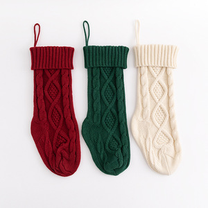 <b>Hot</b> Sale 18" Cable Knit Pattern Rustic Personalized Popular Christmas Stockings Hanging <b>Socks</b> - Product Image 2