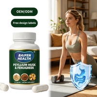 Complément alimentaire de psyllium et de fenugrec en capsules (60 unités) sous marque privée OEM/ODM – Favorise l'équilibre digestif complet du corps