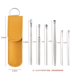 Stainless Steel <b>Ear</b> <b>Pick</b> 6 Piece Set Portable <b>Ear</b> Care Tools With Leather Case For <b>Ear</b> Cleaning - Product Image 5