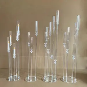 ขายส่งที่กําหนดเองเชิงเทียน kerzenhalter candelabro เดคริสตัลคริสตัล menorah โคมไฟอะคริลิค candelabra กลาง