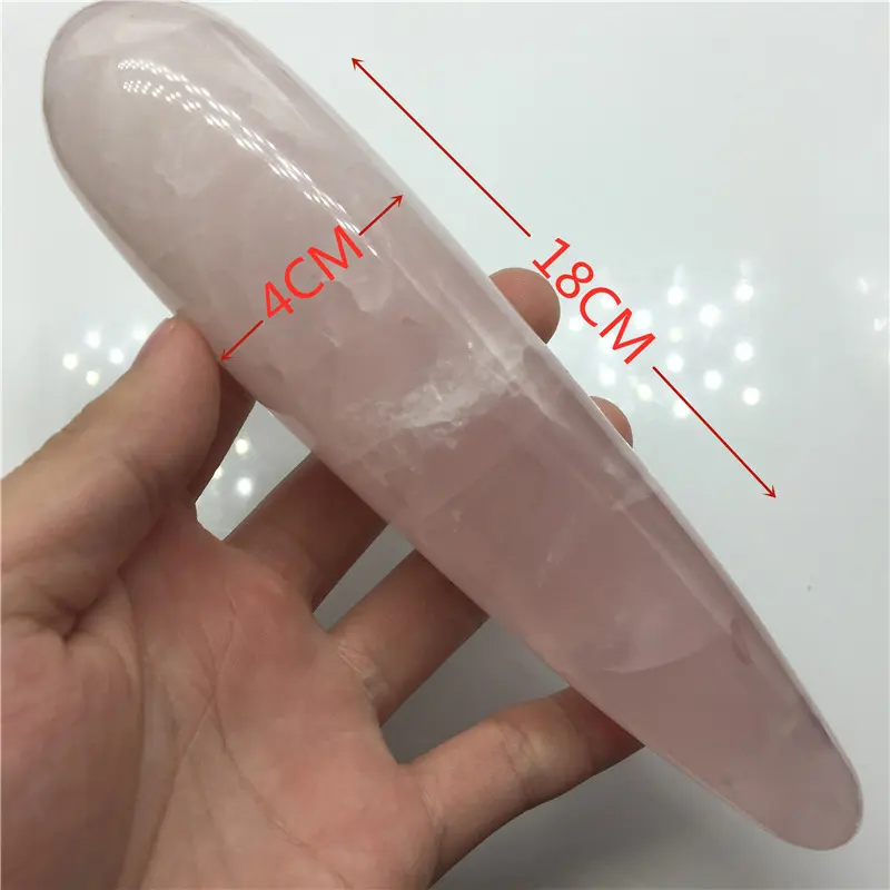 Baguette de massage en pierre de cristal de quartz, grande baguette de massage en cristal de quartz rose naturel de 18cm baguette yoni pour cristaux de guérison de santé