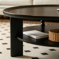 Table basse japonaise moderne Wabi-Sabi en bois noir, double rangement, design Tatami bas, pieds en bois massif durables pour salon