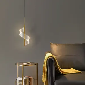 तांबे फांसी रोशनी एलईडी के लिए 3 रंग लचीला Lampshade के साथ आधुनिक घर लाइव बेडरूम पीतल झूमर