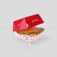 Boîte de papier jetable de restauration rapide Sandwich aux frites Boîte à hamburger Conteneur d'emballage alimentaire à emporter Boîte à hamburger à clapet personnalisée