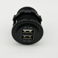 Enchufe de Carga USB-A Doble Empotrable e Impermeable, Salida Total de 4.8A DC12-24V para RV, Embarcaciones, Autos, Camiones, ATV
