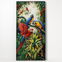 Mosaïque murale artisanale de perroquet de la jungle, design personnalisable pour mur intérieur, salon, résistante à l'eau, écologique