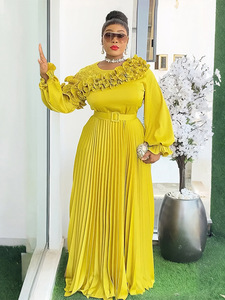 Elegante abito con stampa floreale per feste serali nuova moda lunga Silhouette dritta realizzata in Chiffon Plus Size abito da donna - Product Image 4